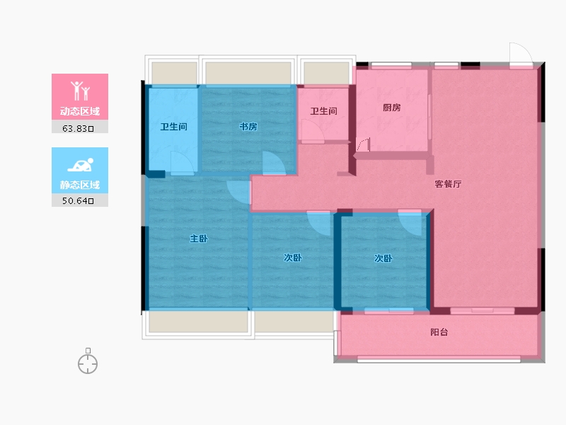 江苏省-苏州市-香江翡翠天辰-102.73-户型库-动静分区