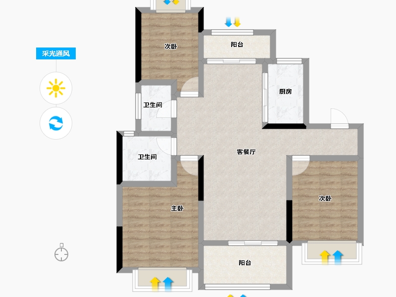 江西省-南昌市-龍居東郡-89.15-户型库-采光通风