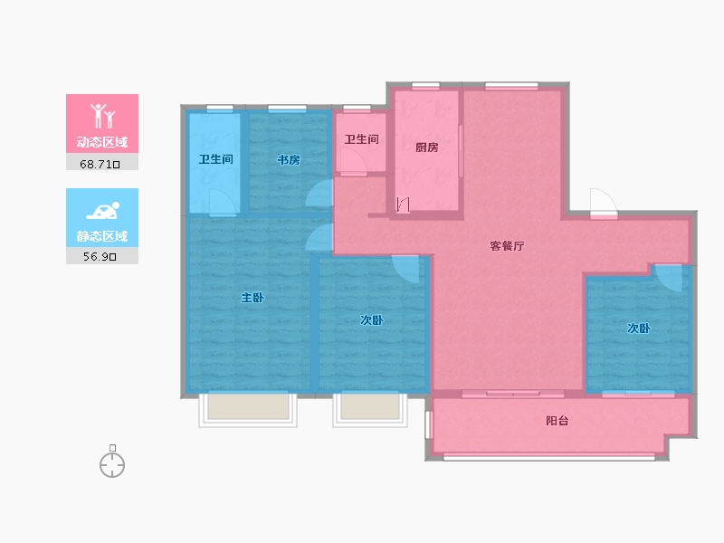 江苏省-苏州市-保利首开云璟花园-112.89-户型库-动静分区