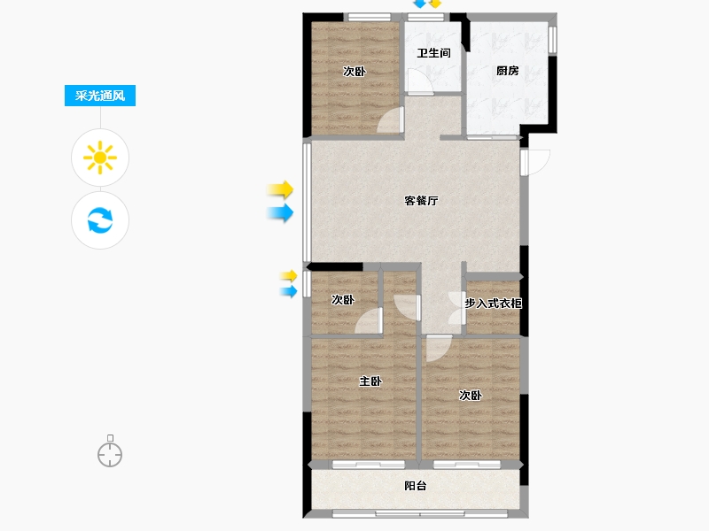 浙江省-湖州市-绿城晓园-89.60-户型库-采光通风