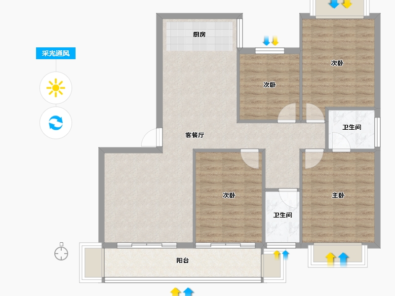 广西壮族自治区-河池市-云峰壹号-100.46-户型库-采光通风