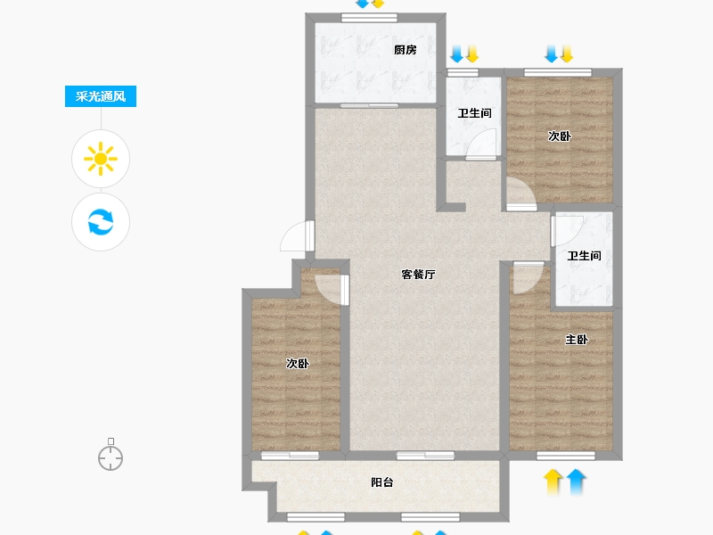 山东省-德州市-糖城印象-100.80-户型库-采光通风