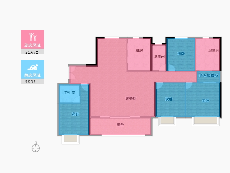 福建省-泉州市-中骏东璟府-134.65-户型库-动静分区