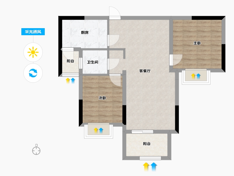 陕西省-西安市-劳动公园家属院-80.00-户型库-采光通风