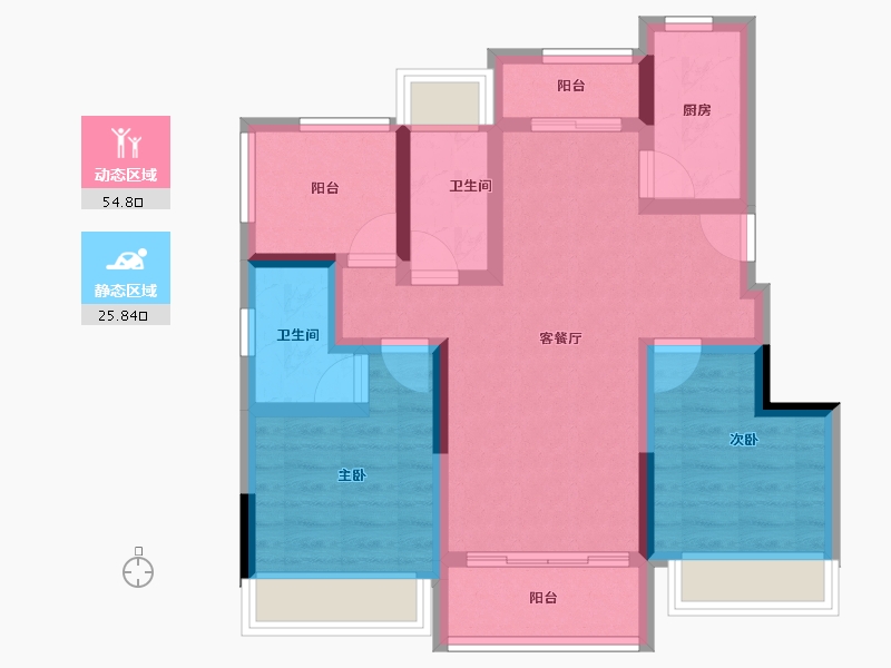 广东省-广州市-​龙光玖誉府-70.00-户型库-动静分区