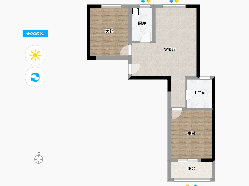 陕西省-西安市-绿城·春风心语-65.00-户型库-采光通风