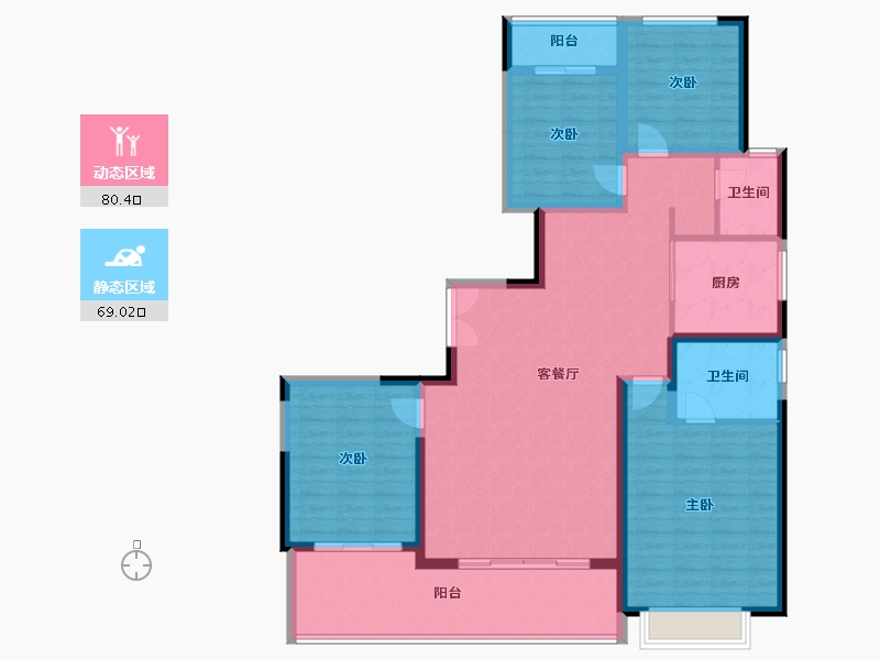 河南省-郑州市-康桥天樾九章-135.32-户型库-动静分区