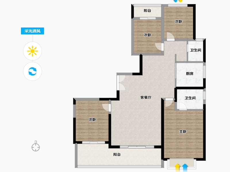 河南省-郑州市-康桥天樾九章-135.32-户型库-采光通风