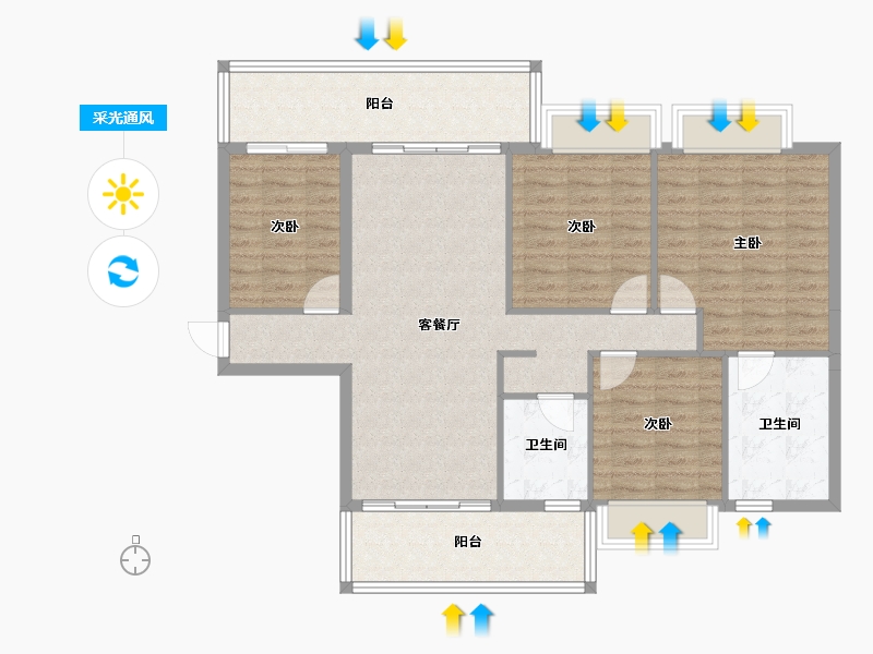 广西壮族自治区-河池市-南桥新城-109.78-户型库-采光通风