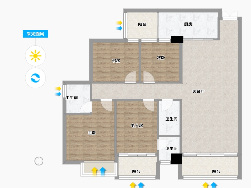 广西壮族自治区-河池市-南桥新城-111.20-户型库-采光通风