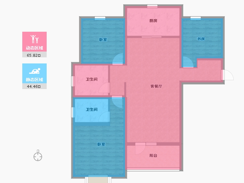 河北省-石家庄市-绿地新里城西斯莱公馆-97.96-户型库-动静分区