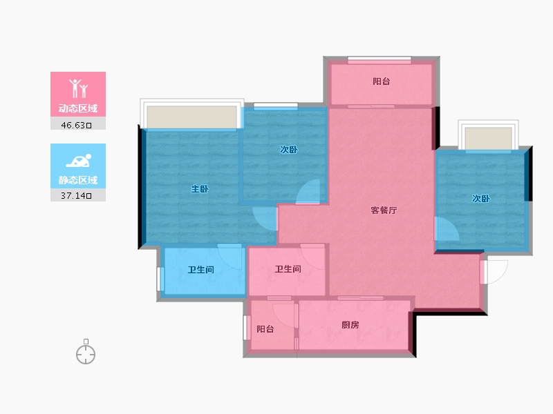 四川省-成都市-枫丹新悦-75.79-户型库-动静分区