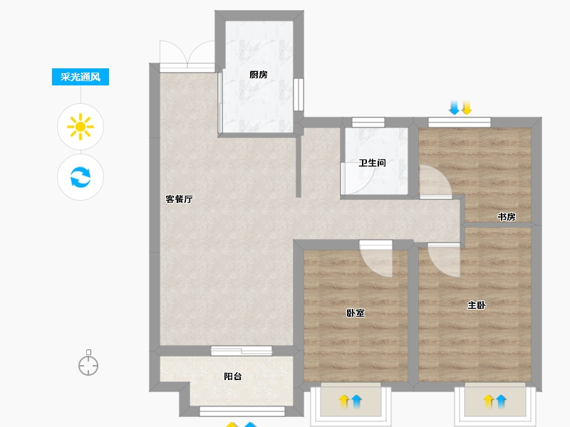 河南省-洛阳市-和昌云庭-65.00-户型库-采光通风