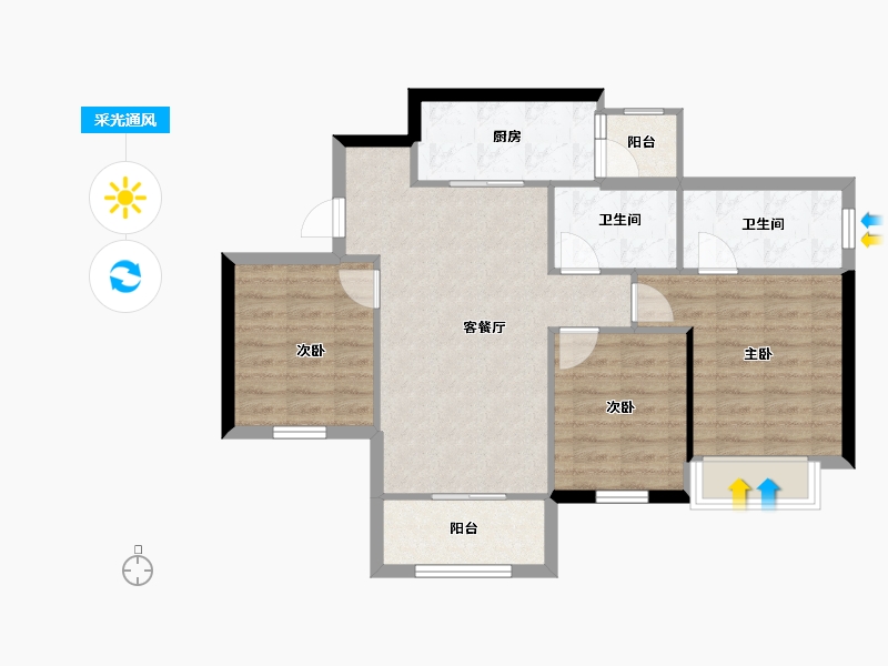 四川省-成都市-枫丹新悦-76.75-户型库-采光通风