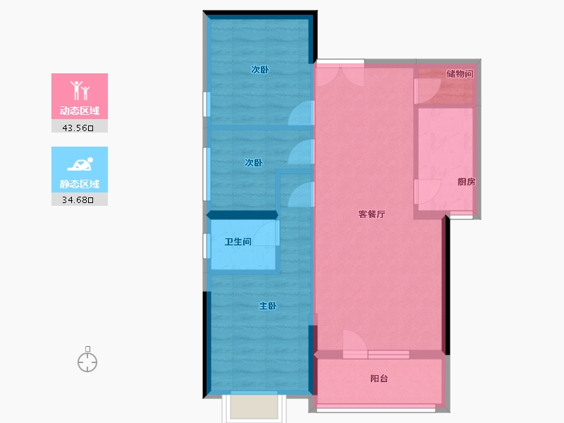 湖北省-武汉市-华星·晨龙城-C区-70.00-户型库-动静分区