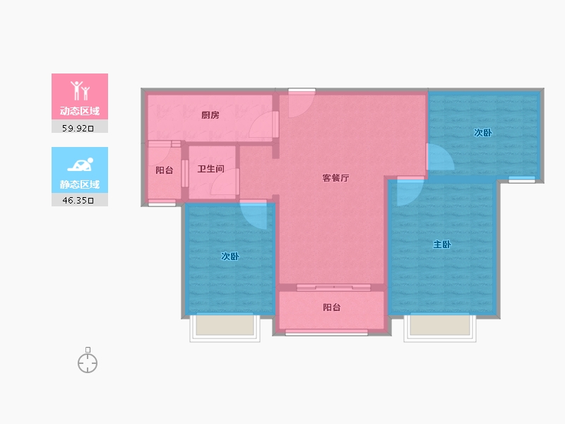 河南省-驻马店市-弘毅金海岸-95.72-户型库-动静分区