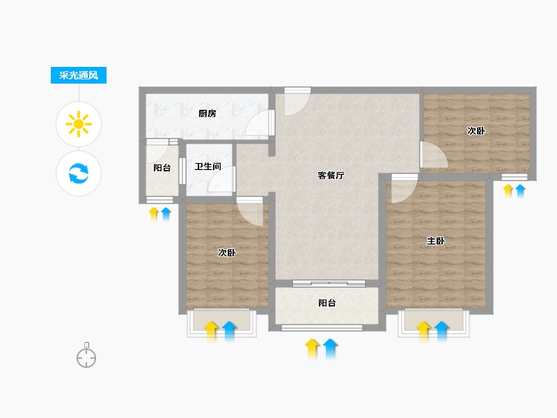 河南省-驻马店市-弘毅金海岸-95.72-户型库-采光通风