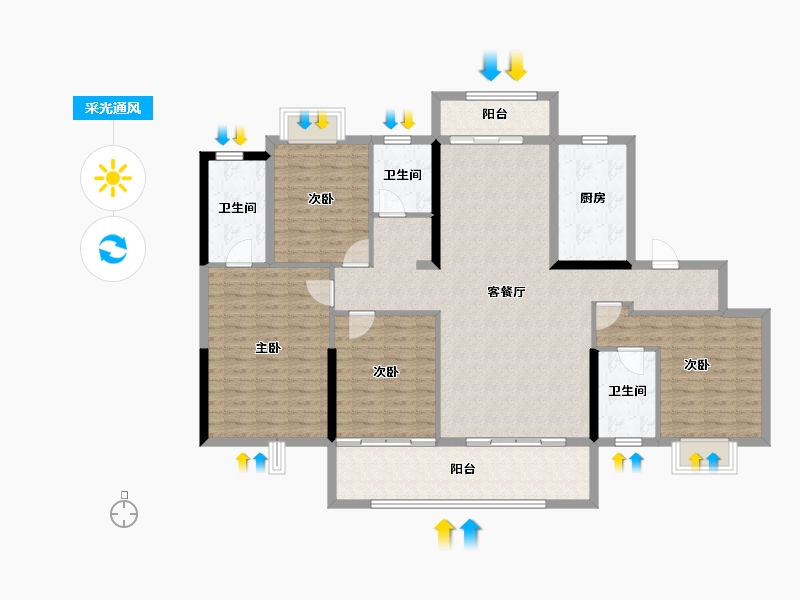 湖南省-长沙市-招商雍山湖-140.68-户型库-采光通风