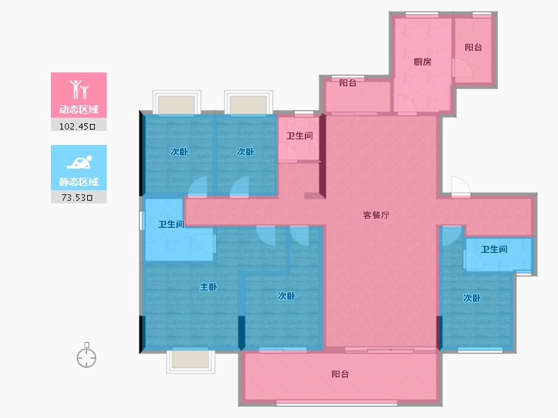 湖南省-长沙市-招商雍山湖-158.93-户型库-动静分区