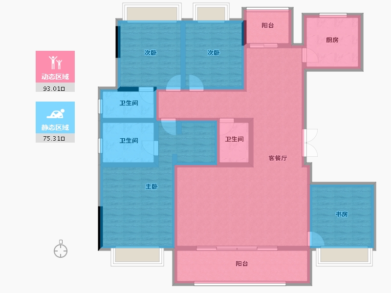 四川省-成都市-中洲锦城湖岸二期-150.02-户型库-动静分区