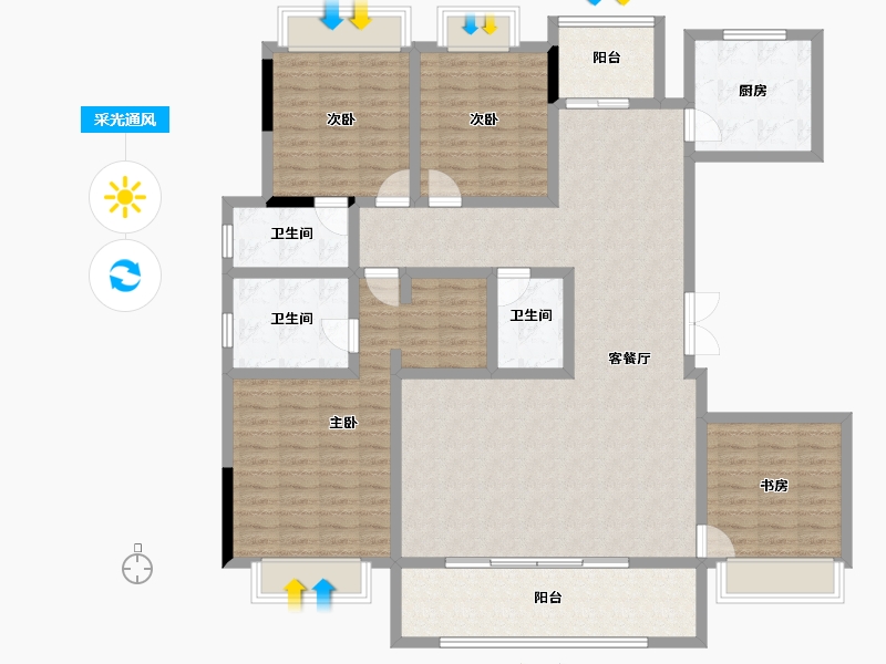 四川省-成都市-中洲锦城湖岸二期-150.02-户型库-采光通风