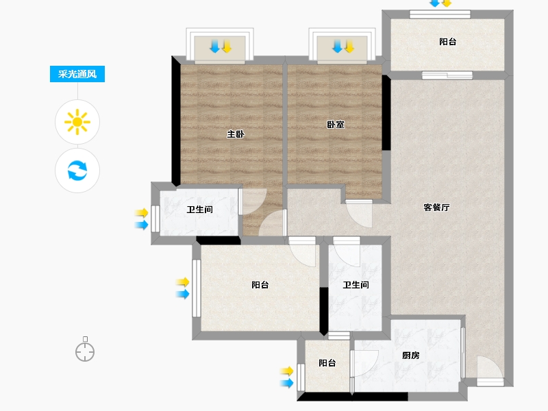 广东省-肇庆市-海缙蓝湾-86.00-户型库-采光通风