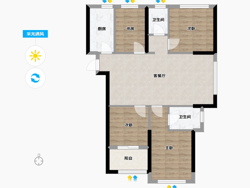 福建省-福州市-滨江时代-81.21-户型库-采光通风