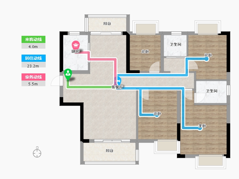 湖北省-武汉市-南益名悦华府-102.68-户型库-动静线