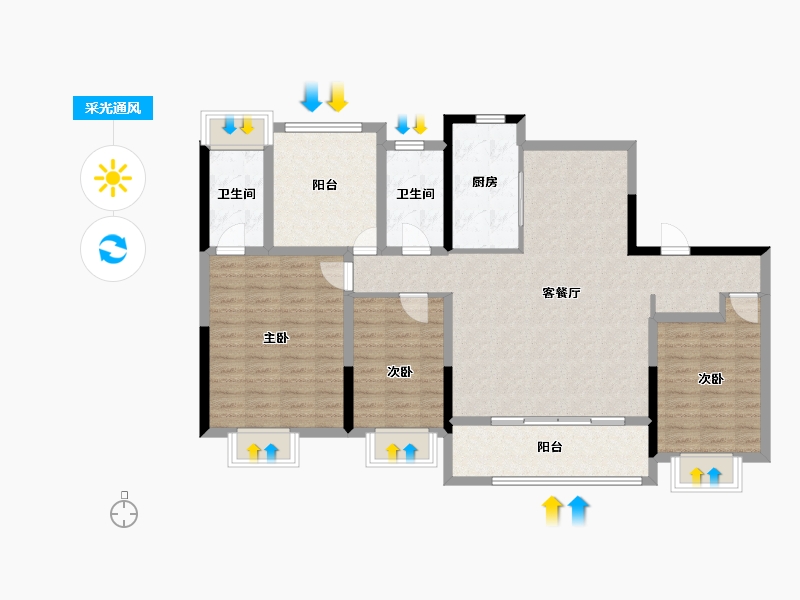 湖南省-长沙市-新城观山印-111.84-户型库-采光通风