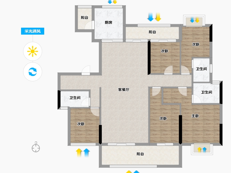 湖南省-长沙市-招商雍山湖-143.62-户型库-采光通风