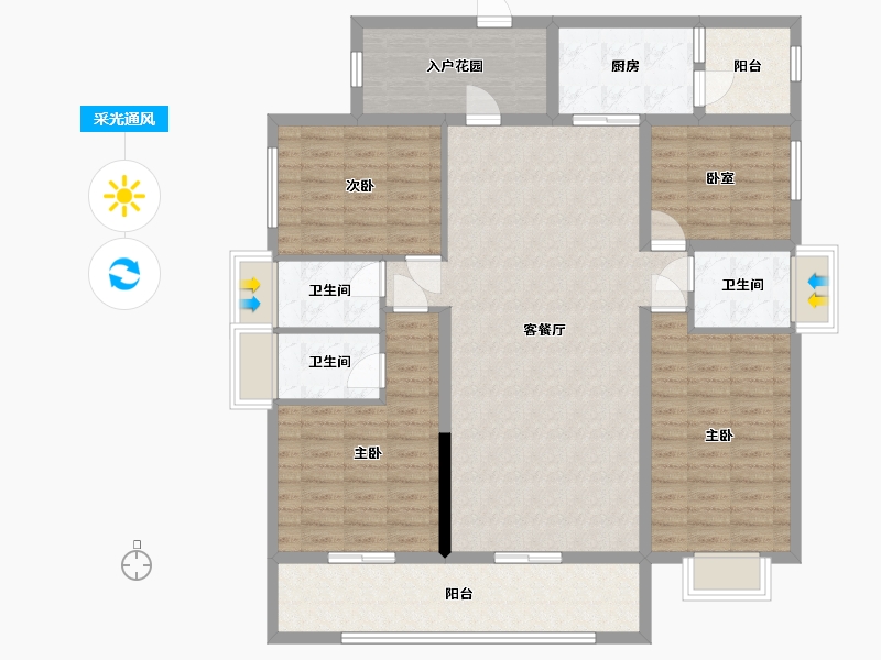 广东省-云浮市-筠城·翰林春天-143.06-户型库-采光通风