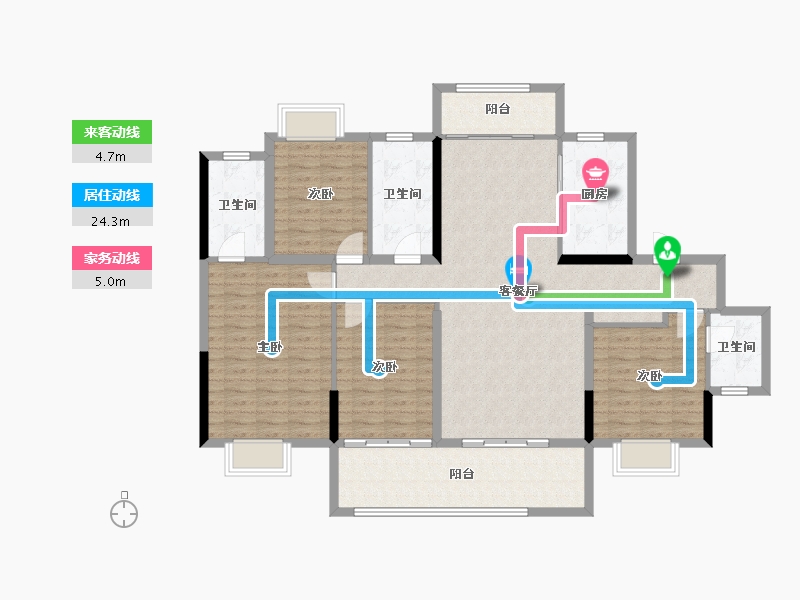 湖南省-长沙市-招商雍山湖-136.90-户型库-动静线