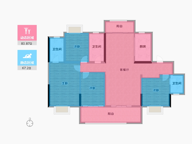 湖南省-长沙市-招商雍山湖-136.90-户型库-动静分区