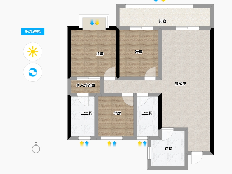 江西省-南昌市-洪大合悦滨江-82.35-户型库-采光通风