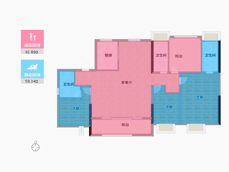 湖南省-长沙市-新城观山印-137.49-户型库-动静分区