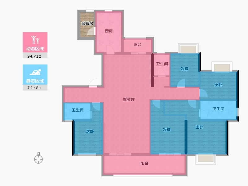 湖南省-长沙市-招商雍山湖-158.03-户型库-动静分区