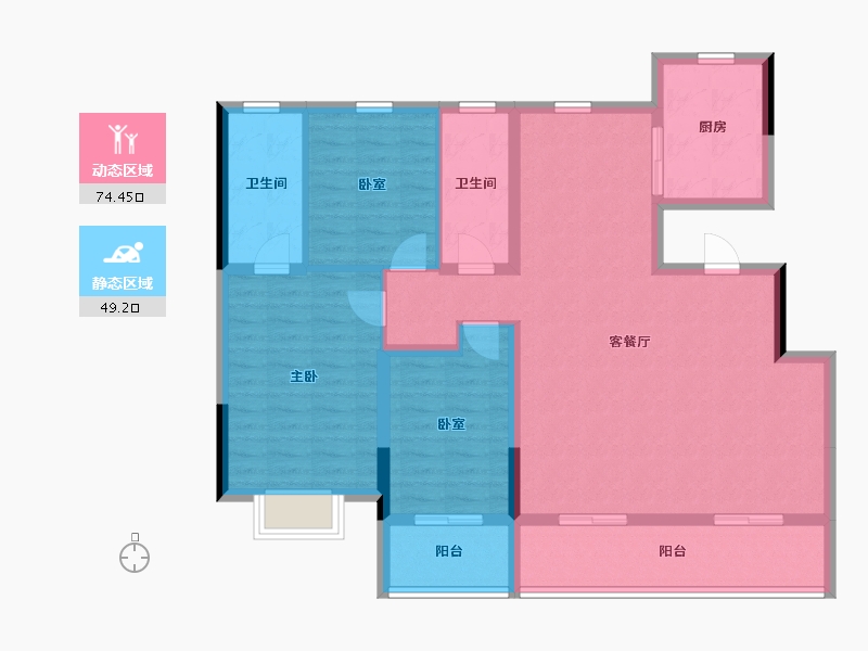 浙江省-温州市-绿城春月江澜-111.20-户型库-动静分区