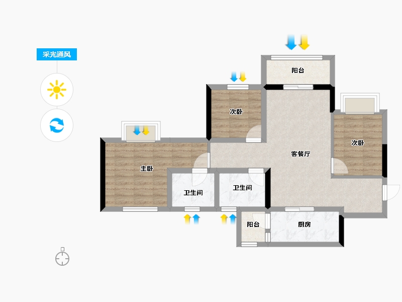 四川省-成都市-枫丹新悦-75.56-户型库-采光通风