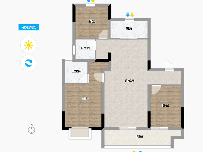 河北省-石家庄市-金地峯汇-85.23-户型库-采光通风