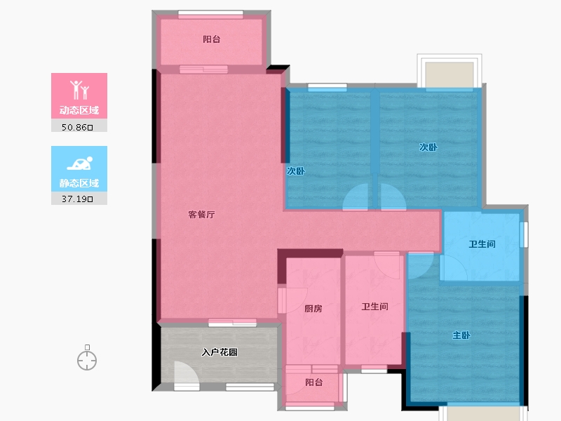 福建省-泉州市-百信御江帝景-84.00-户型库-动静分区