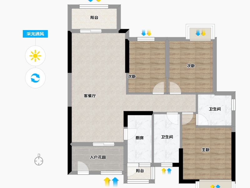 福建省-泉州市-百信御江帝景-84.00-户型库-采光通风