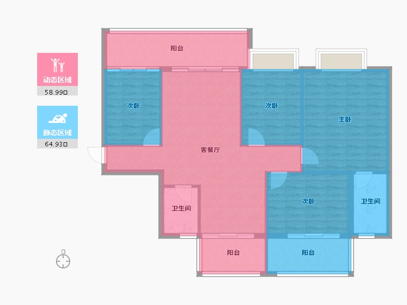 广西壮族自治区-河池市-南桥新城-113.65-户型库-动静分区