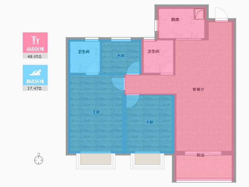 浙江省-宁波市-保利翡翠城市和光城樾-76.25-户型库-动静分区