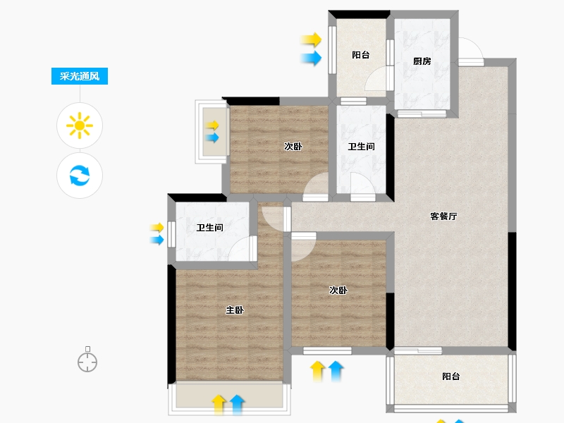 四川省-成都市-华润置地时代之城-87.58-户型库-采光通风