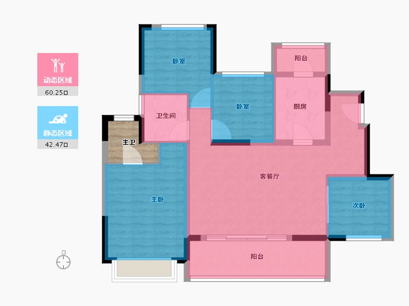 四川省-成都市-中梁御璟台-95.20-户型库-动静分区