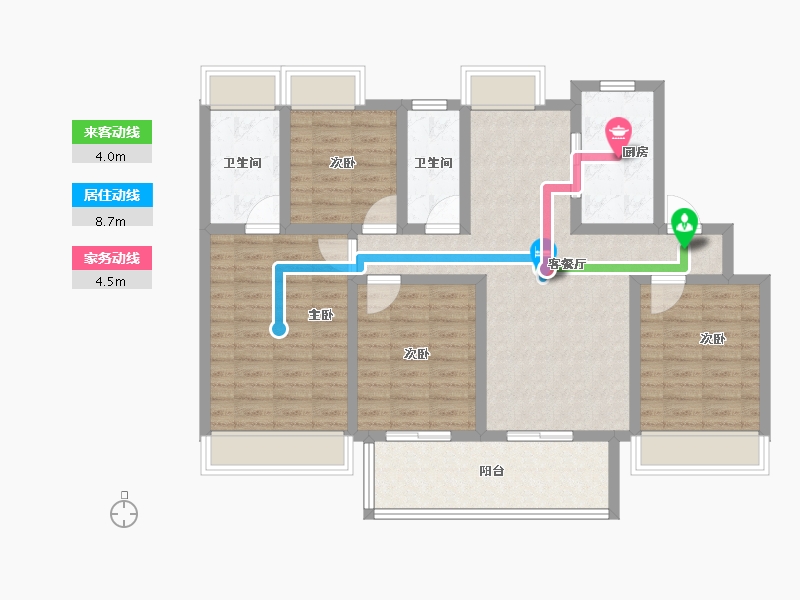 江苏省-南通市-东新家园-102.50-户型库-动静线