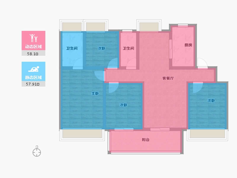 江苏省-南通市-东新家园-102.50-户型库-动静分区