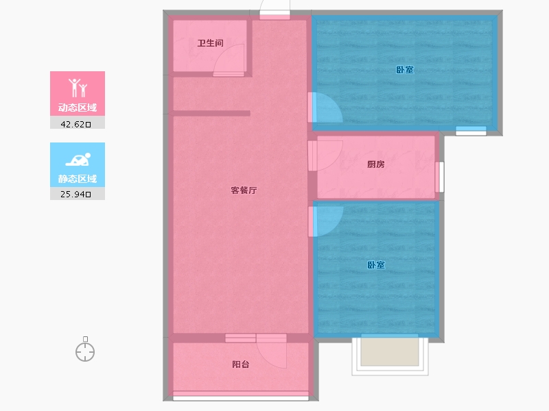 河北省-石家庄市-绿地新里城西斯莱公馆-60.76-户型库-动静分区