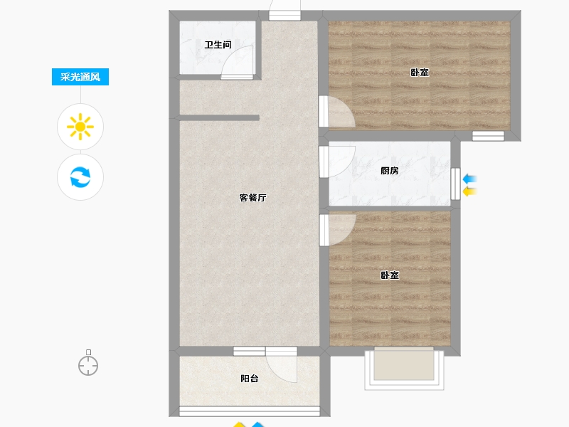 河北省-石家庄市-绿地新里城西斯莱公馆-60.76-户型库-采光通风