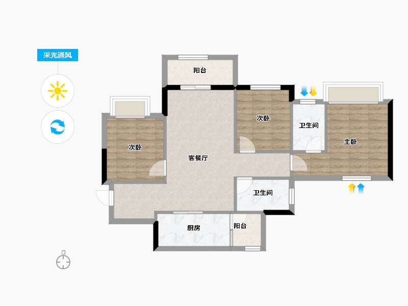 四川省-成都市-枫丹新悦-78.69-户型库-采光通风